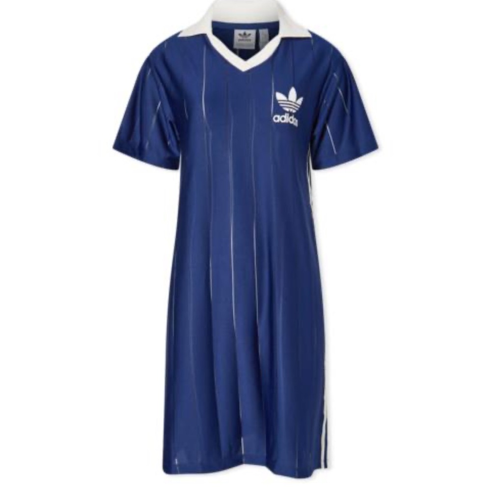 adidas Navy Blue Polo-Style Soccer Dress with White Stripes - Picture 2 of 8